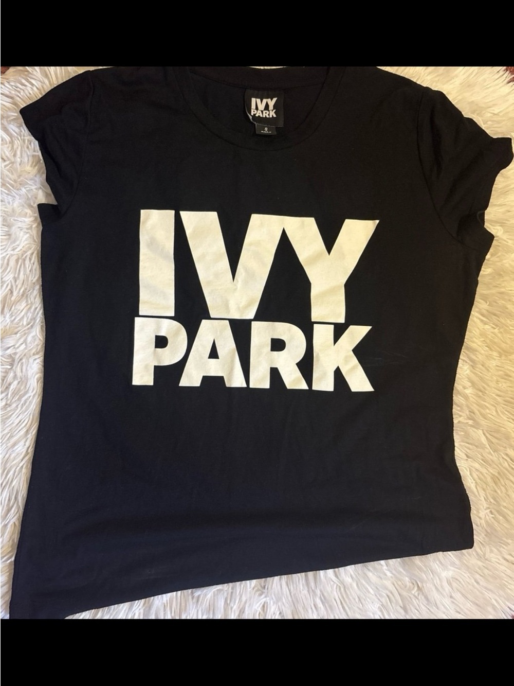 IVY PARK Black Tee with White Logo - Kids Short Sleeve